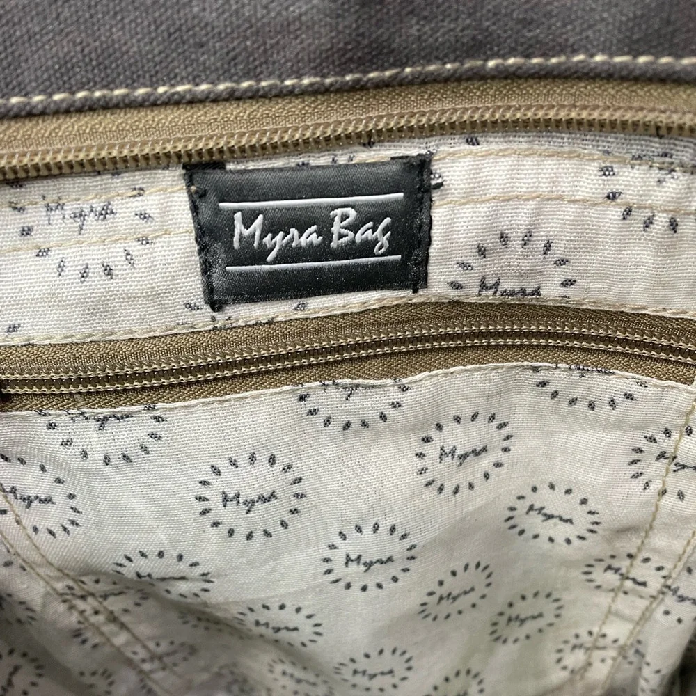 Myra Bag Upcycled Canvas and Cowhide Backbag Bag #5060